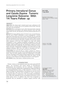 Primary Intradural Conus and Cauda Equina Tumors