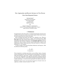 New Approaches and Recent Advances in Two-Person - IMJ-PRG