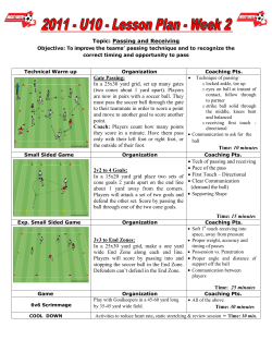 Topic: Passing and Receiving Gate Passing: In a 25x30 yard grid