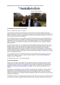 The Announcement - The Australia Institute