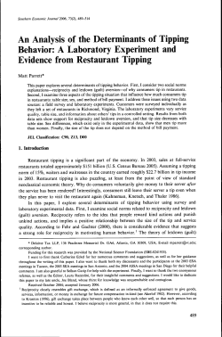 An Analysis of the Determinants of Tipping