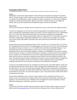 Sweepstakes Official Rules