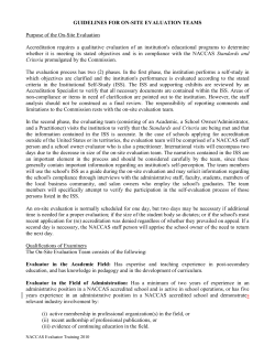 guidelines for on-site evaluation teams