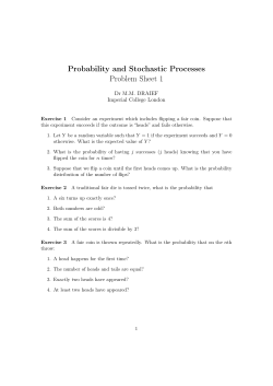 Probability and Stochastic Processes Problem Sheet 1