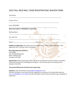 2015 FALL MUD BALL TEAM REGISTRATION/ WAIVER FORM
