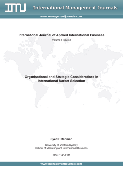 Organisational and Strategic Considerations in International Market