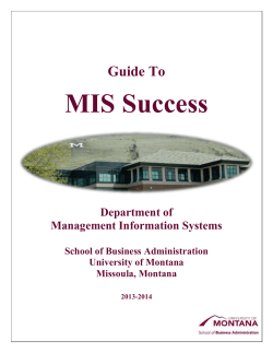 Guide To - University of Montana`s School of Business Administration