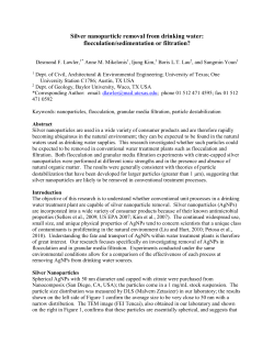 Silver nanoparticle removal from drinking water: flocculation