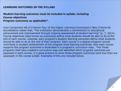 LEARNING OUTCOMES IN THE SYLLABI Student learning