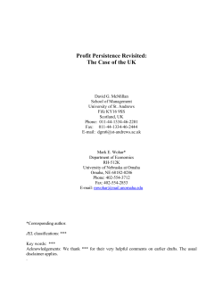Profit Persistence Revisited: The Case of the UK