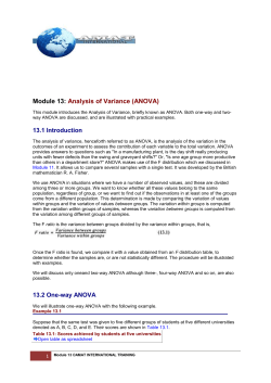 Module 13: Analysis of Variance (ANOVA)