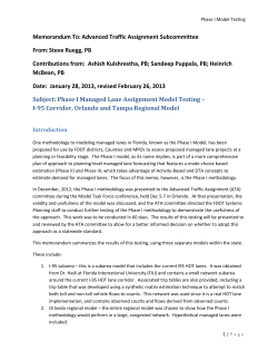 Managed Lane Testing Phase I - Memorandum