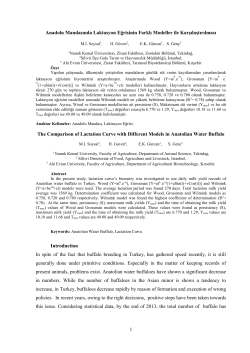 Anadolu Mandasında Laktasyon Eğrisinin Farklı Modeller ile