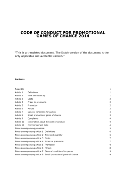 code of conduct for promotional games of chance 2014