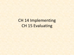 CH 15 Implementing CH 16 Evaluating
