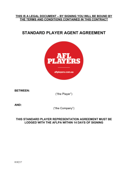 Standard Player Agent Agreement &ndash; Player and Associate