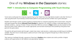 PART 1: Introduction to Computer Programming with Touch Develop