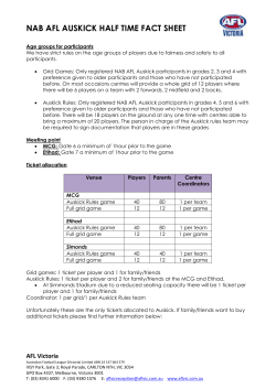 NAB AFL Auskick - Half time fact sheet
