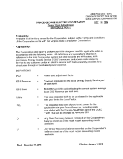 Schedule PCA-1: Power Cost Adjustment