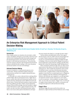 An Enterprise Risk Management Approach to Critical Patient