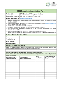 ETBI Recruitment Application Form
