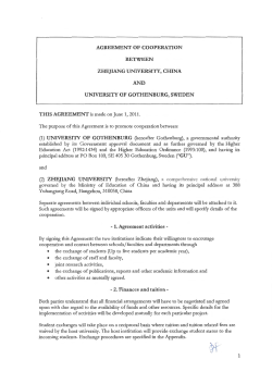 AGREEMENT OF COOPERATION BETWEEN ZHEJIANG