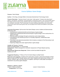 Course Syllabus: Game Design