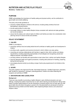 NUTRITION AND ACTIVE PLAY POLICY