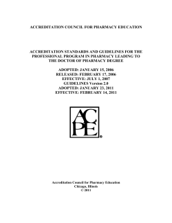 ACPE Standards 2007 - Accreditation Council for Pharmacy Education
