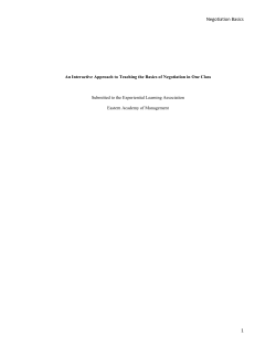 Negotiation Basics An Interactive Approach to Teaching the Basics