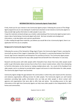 INFORMATION PACK for Community Agents Project (Hart) Firstly