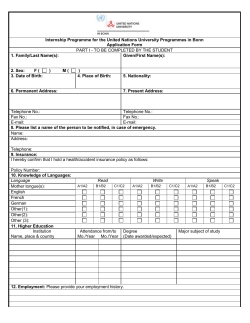 Intern Application Form UNU