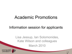 Applicants for promotion will be expected to