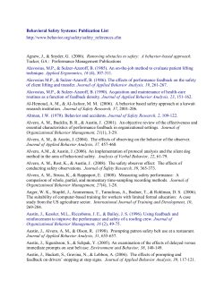 Behavioral Safety Systems: Publication List