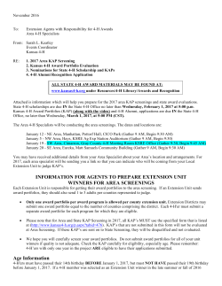 Advanced Memo for State and Area Screening - Kansas 4-H