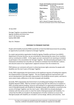 Stronger Together consultation - People With Disability Australia