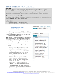 KODIAK QUICK GUIDE &ndash; The Question Library