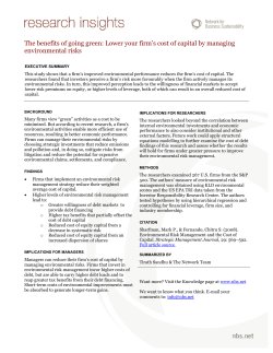 Lower your firm`s cost of capital by managing environmental risks