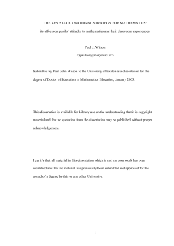 The Key Stage 3 National Strategy For Mathematics