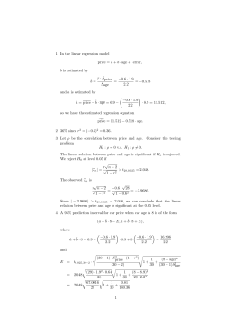 1. In the linear regression model price = a + b &middot; age + error, b is
