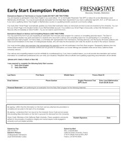Early Start Exemption Petition - California State University, Fresno