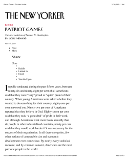 Patriot Games : The New Yorker