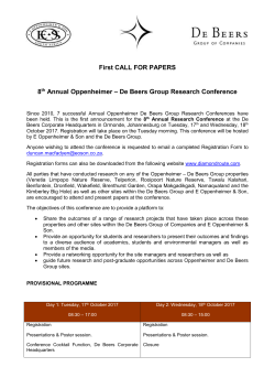 First CALL FOR PAPERS 8 th Annual Oppenheimer &ndash; De Beers