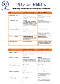 Play in Hallam Summer Schedule