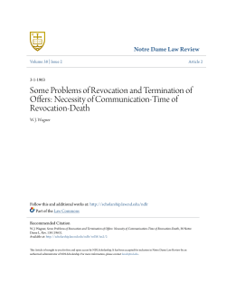 Some Problems of Revocation and Termination of Offers: Necessity
