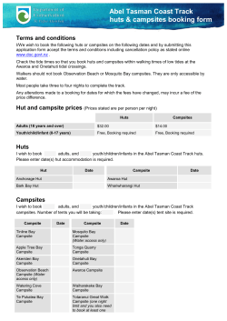Abel Tasman Coast Track huts and campsites booking form