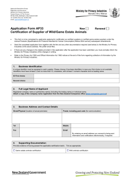 AP33 Certification of Supplier of Wild/Game Estate Animals