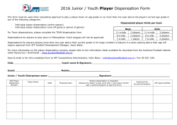 Junior/Youth PLAYER Dispensation Request