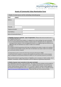 Assets of Community Value Nomination Form