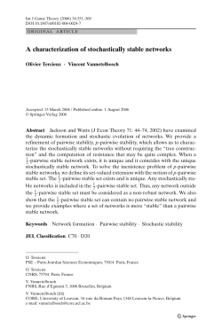 A characterization of stochastically stable networks - Paris